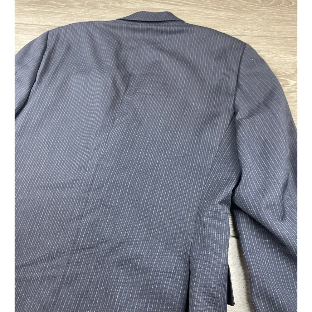 Burberry London Men's Striped 100% Wool Suit Jacket Navy Size 52 R‎